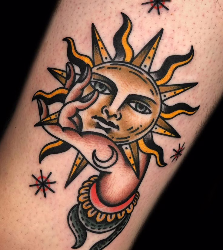 tatuaje sol old school