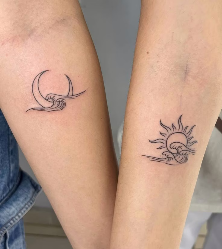 tatuaje sol y luna pareja