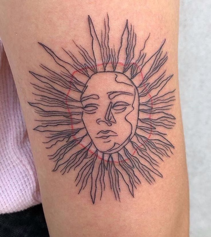 tatuaje sol y luna abstracto